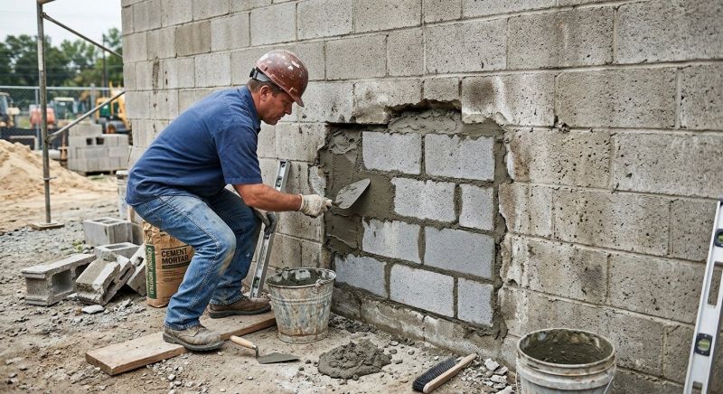 Cinder Block Wall Repair in Upper Black Eddy, PA